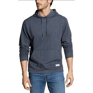 EDDIE BAUER Everyday Fleece Lined Camp Blue UltraSoft Stretchy Pullover Hoodie M